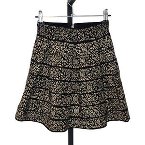 Guess Womens Bandage Mini Skirt, Gold, Black, Baroque, Size XS